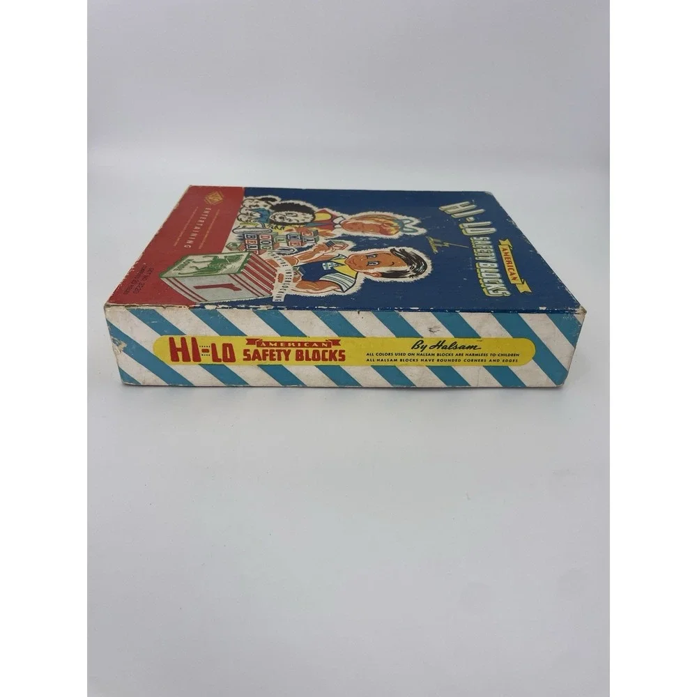 1950'S Vintage Halsam Hi-Lo Blocks BOX ONLY #3220 Toy Collectors BOX- No Blocks